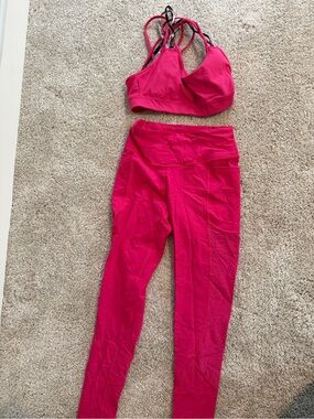 Victoria Sport High-Waist Hot Pink Matching Activewear Set. Sizes small